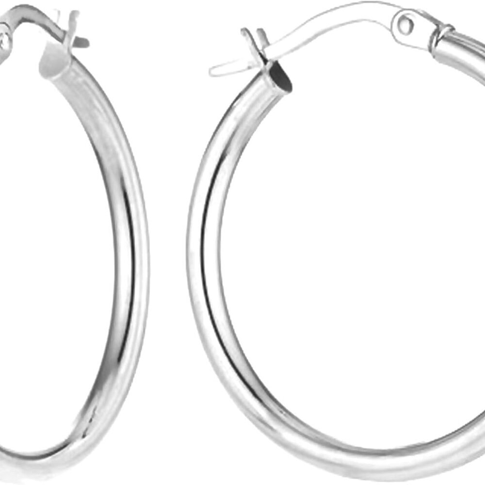 Silver Hoop Earrings 925 Sterling Silver Lightweight Italian 15-70mm Classic
